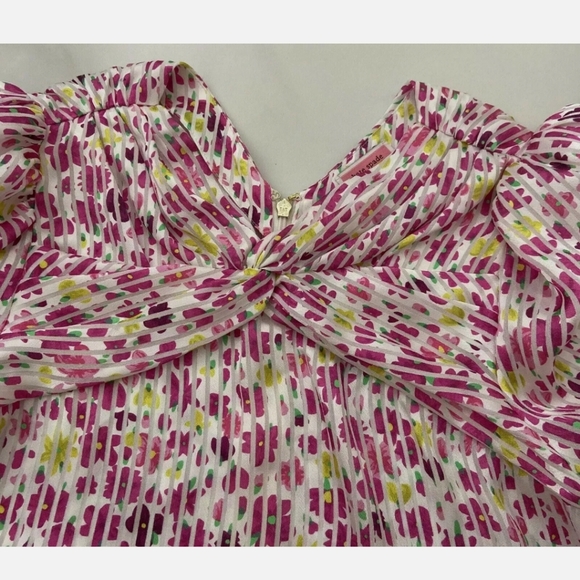 KATE SPADE Marker Floral Devote French Cream Top size Small Puff Sleeve silky - Picture 9 of 10